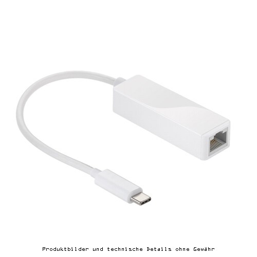 USB-C Adapter - Stecker zu LAN RJ45 1000 Mbps weiß