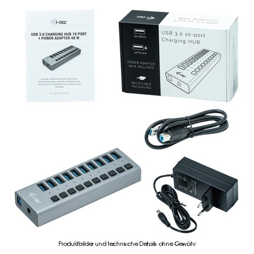 i-tec USB 3.0 Charging HUB 10 port + Power Adapter 48W