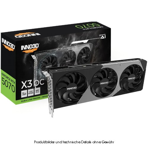 INNO3D GF RTX 5070 X3 OC, 12GB GDDR7, HDMI, 3x DP