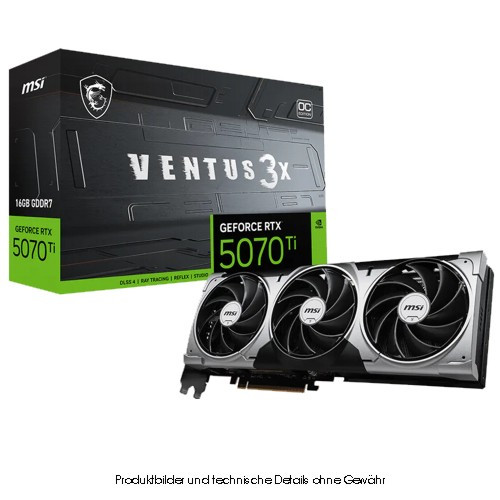 MSI GF RTX 5070 Ti 16G Ventus 3X OC, G507T-16V3C, 16GB