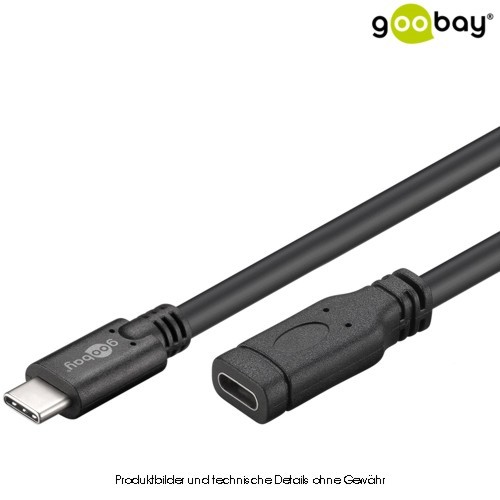 USB-C Verlängerung 1m Stecker/ Buchse , Schwarz